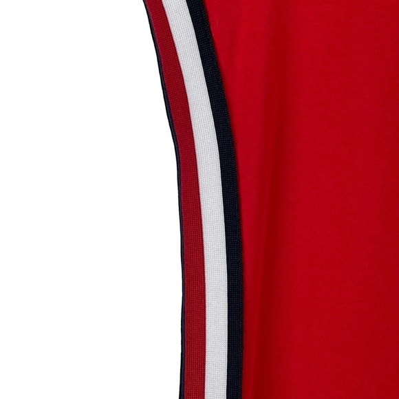 TOMMY HILFIGER LOGO SIDE STRIPE RED COTTON BLEND SHORT SLEEVE TEE SHEATH DRESS - Picture 10 of 15